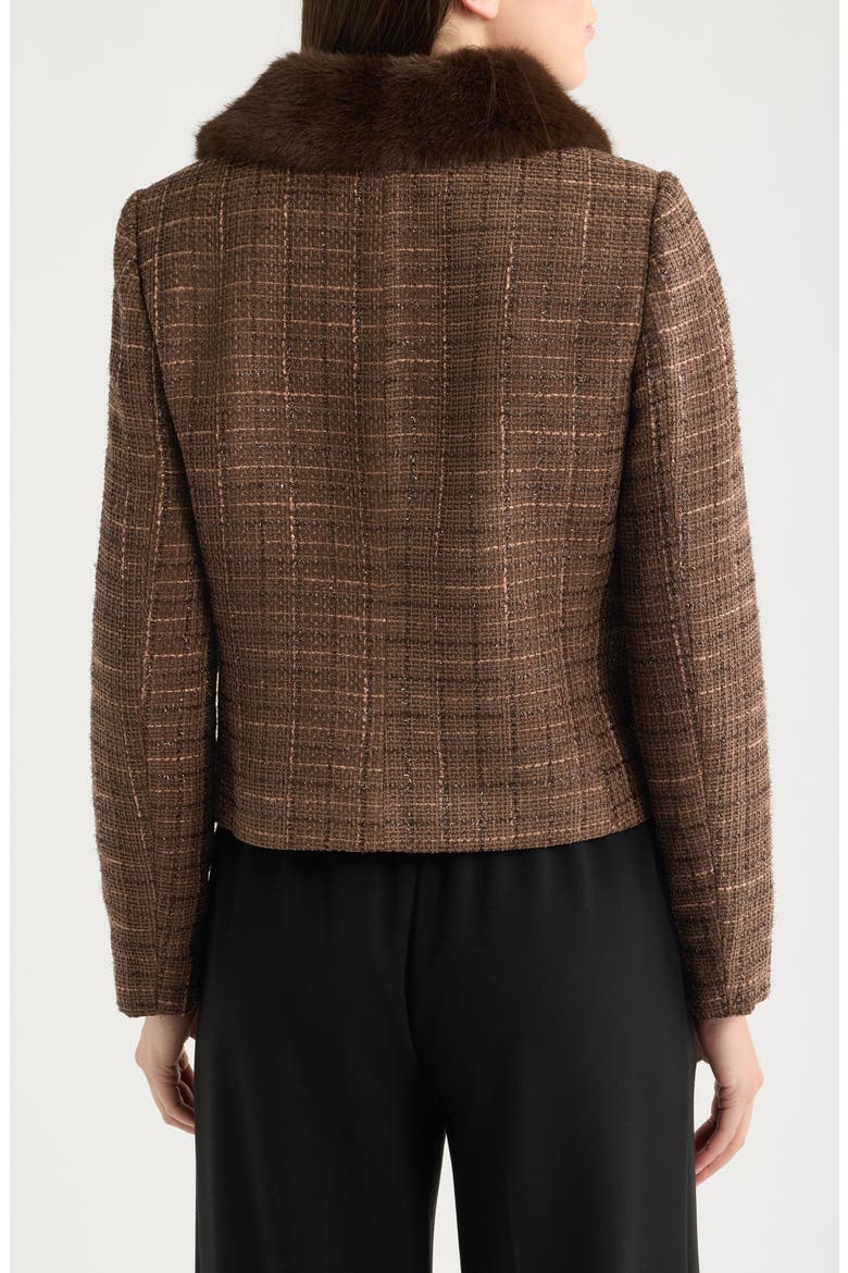 Faux Fur Collar Boucle Cropped Jacket, Alternate, color, ESPRESSO