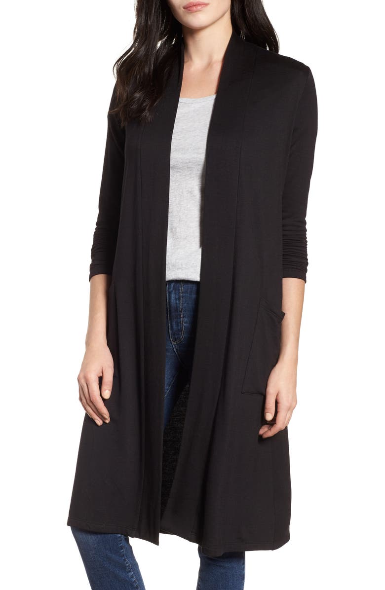 Bobeau Elegant Fleece Cardigan, Main, color, 