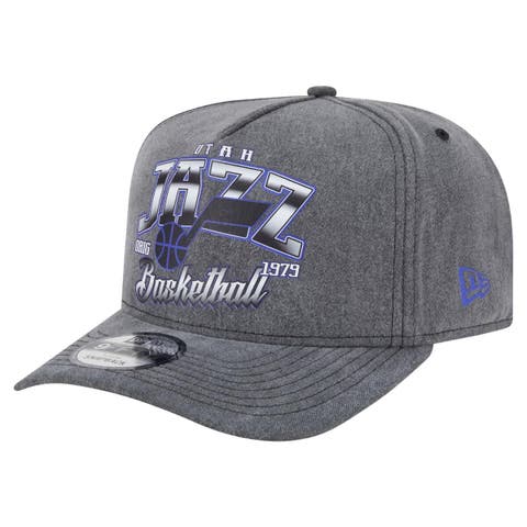 Men's New Era  Charcoal Utah Jazz Throwback Washed Pre-Curved 9FIFTY Snapback Hat