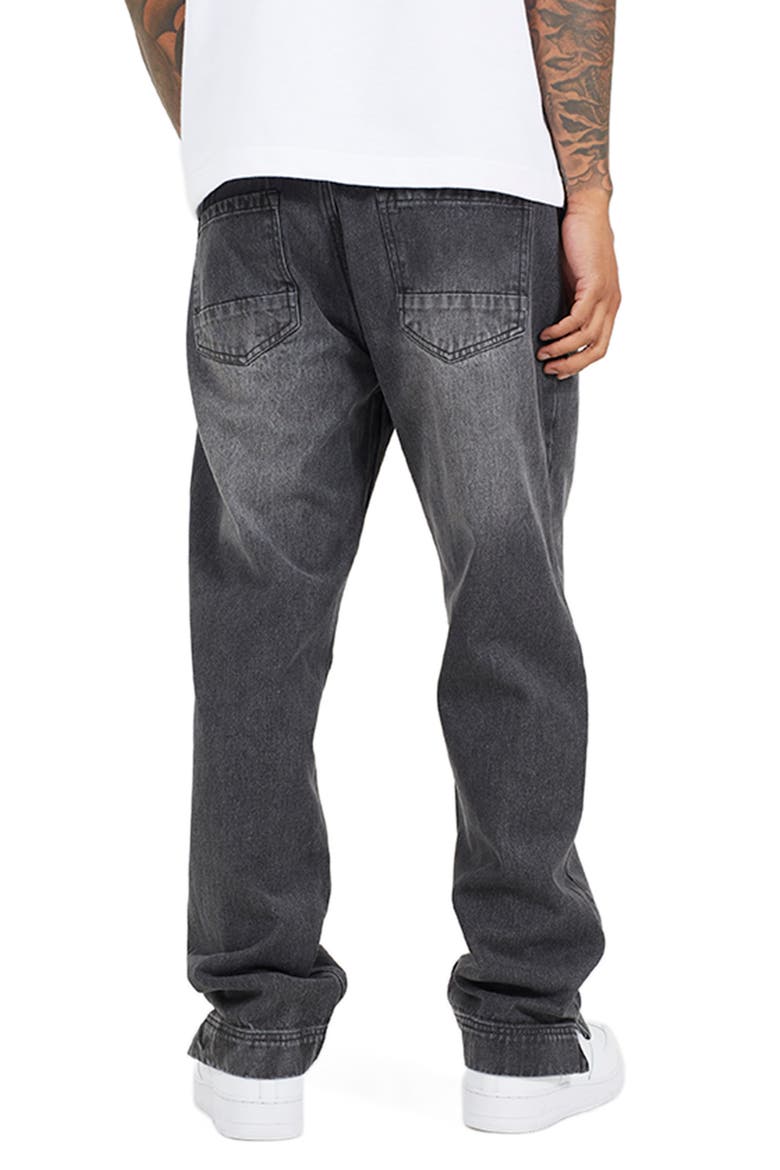 Wide Fit Split Hem Long Denim Jeans, Alternate, color, Charcoal