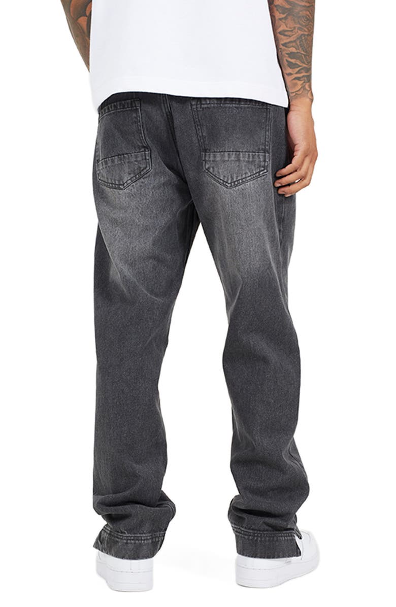 Brave Soul Wide Fit Split Hem Denim Jeans, Alternate, color, Charcoal