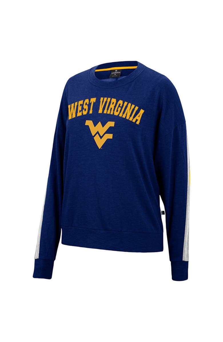 COLOSSEUM Women's Colosseum Heathered Navy West Virginia Mountaineers Team Oversized Pullover Sweatshirt, Alternate, color, 