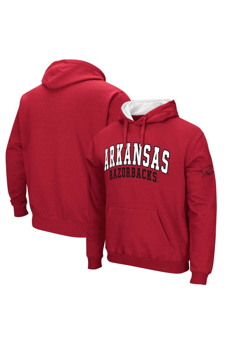 Men's Colosseum Cardinal Arkansas Razorbacks Double Arch Pullover Hoodie, Main, color, Cardinal