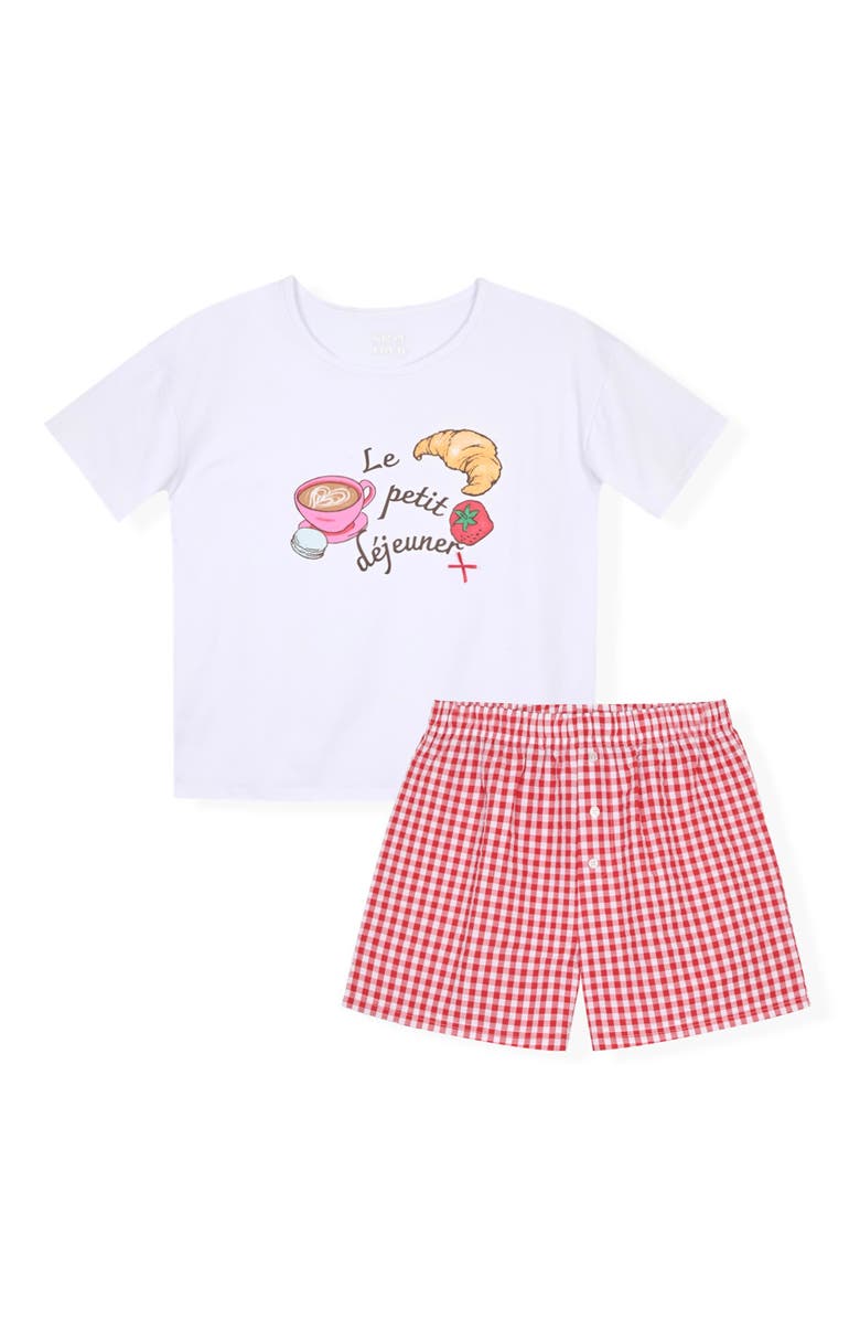SLEEP ON IT Kids' Le Petit Déjeuner Graphic T-Shirt & Boxer Shorts Set, Main, color, Red