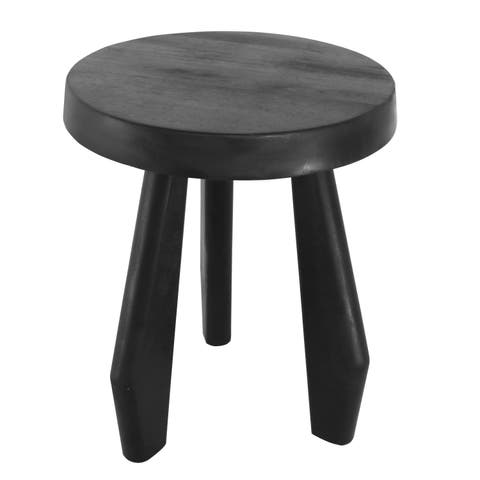 Terra Rustic Coastal Acacia Wood Tripod Round Indoor/Outdoor Accent Stool