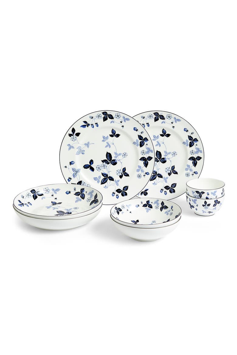 Wild Strawberry 8-Piece Bone China Dinnerware Set, Main, color, BLUE