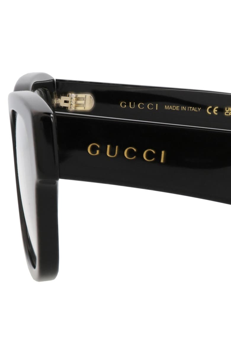 Gucci 52mm Rectangular Optical Glasses, Alternate, color, Black Black Transparent