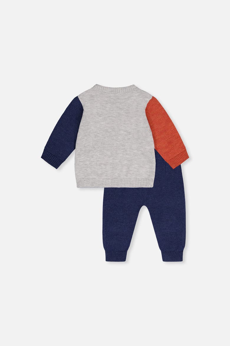 Knitted Car Intarsia Top and Elastic Waist Pants Set, Alternate, color, Blue and Orange