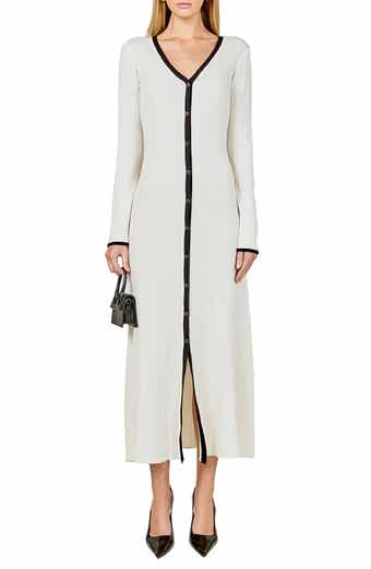 Contrast Long Sleeve Rib Maxi Dress