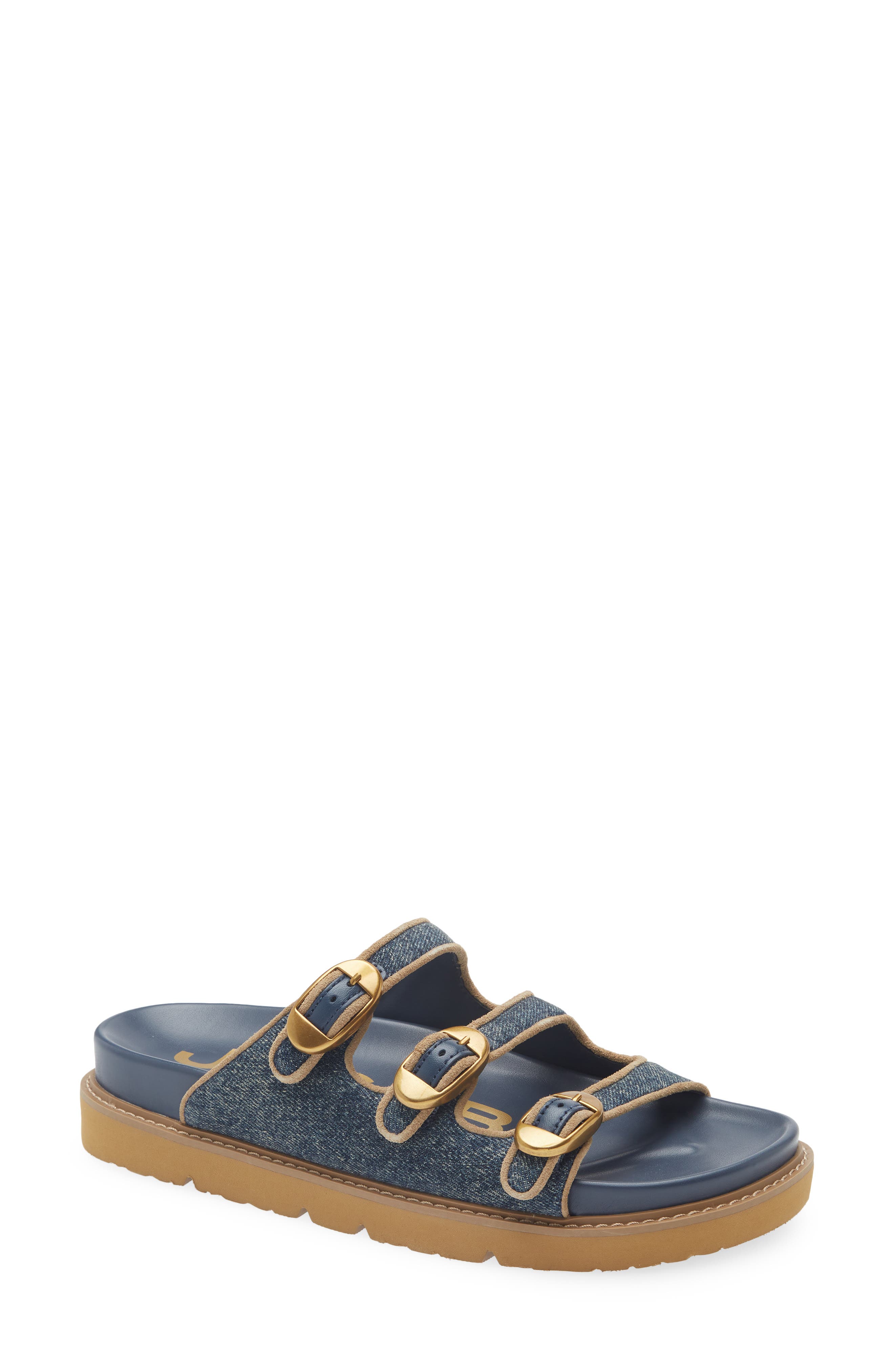 Marc Jacobs The Kiki Denim Slide Sandal, Main, color, Dark Wash Indigo