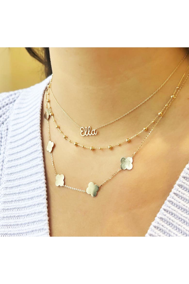 Small Gold Clover Necklace, Alternate, color, Gold