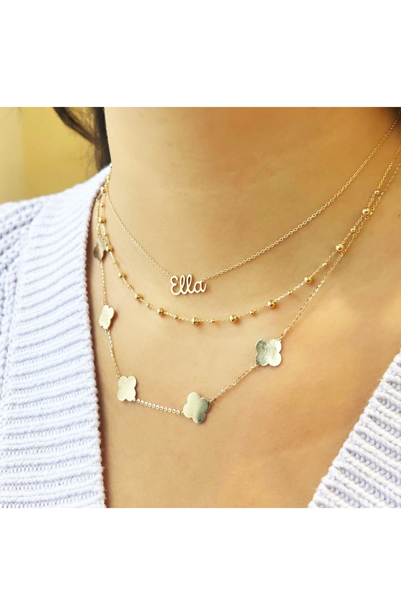 The Lovery Fine Jewelry Small Gold Clover Necklace, Alternate, color, Gold