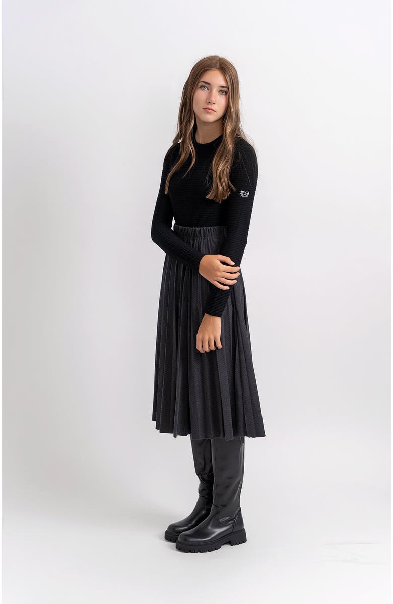 Charlotte & George Mock Neck Knit Top with Crest Embroidery, Alternate, color, Black