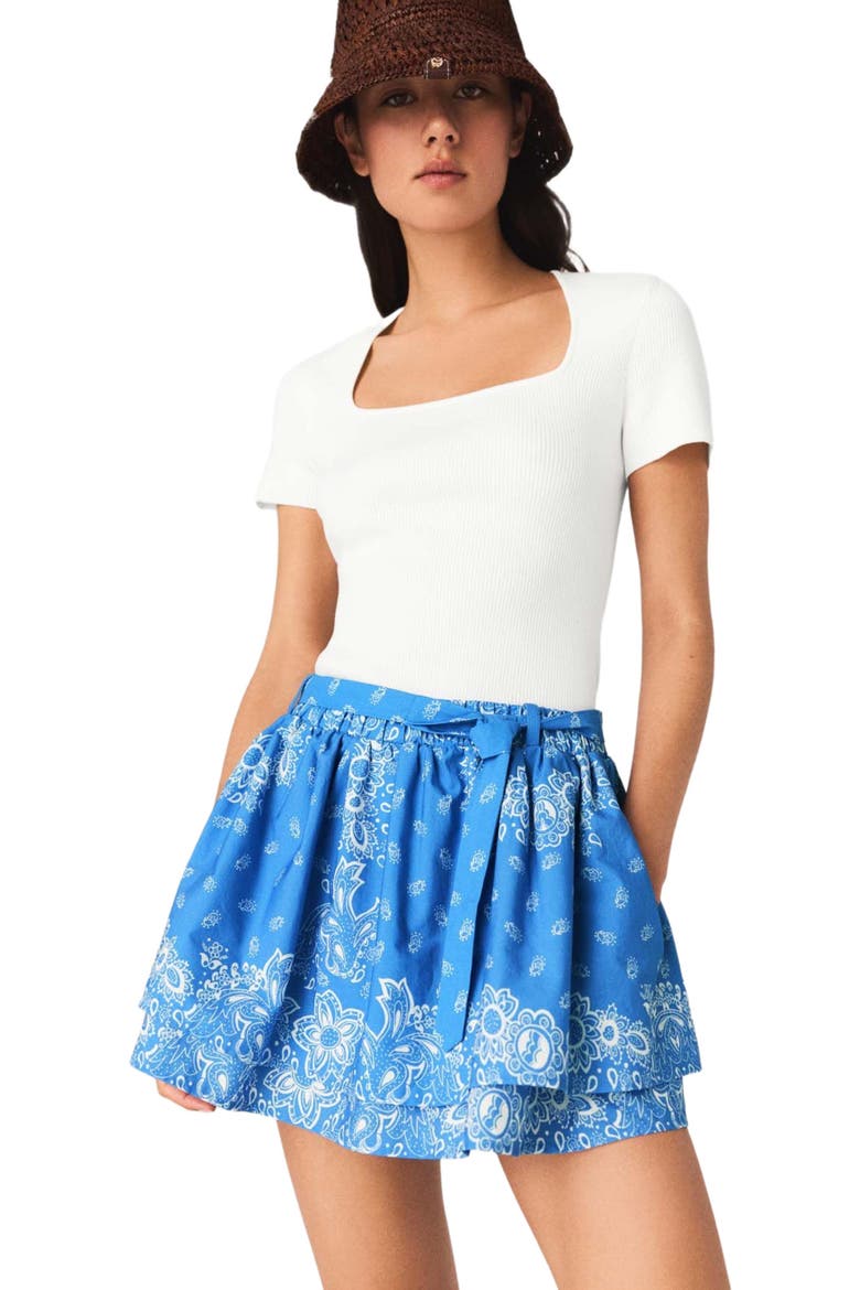 Printed ruffled skirt, Main, color, Sky blue bandana print