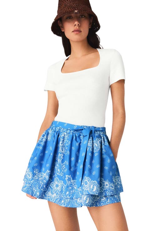 Printed ruffled skirt