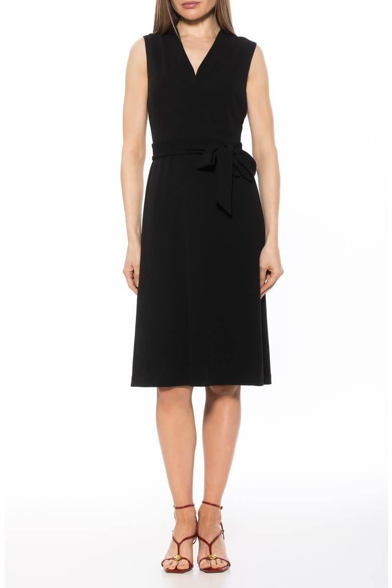 Dane Tie Waist Midi Dress, Main, color, BLACK