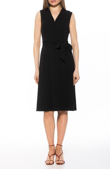 Alexia Admor Dane Tie Waist Midi Dress In Black