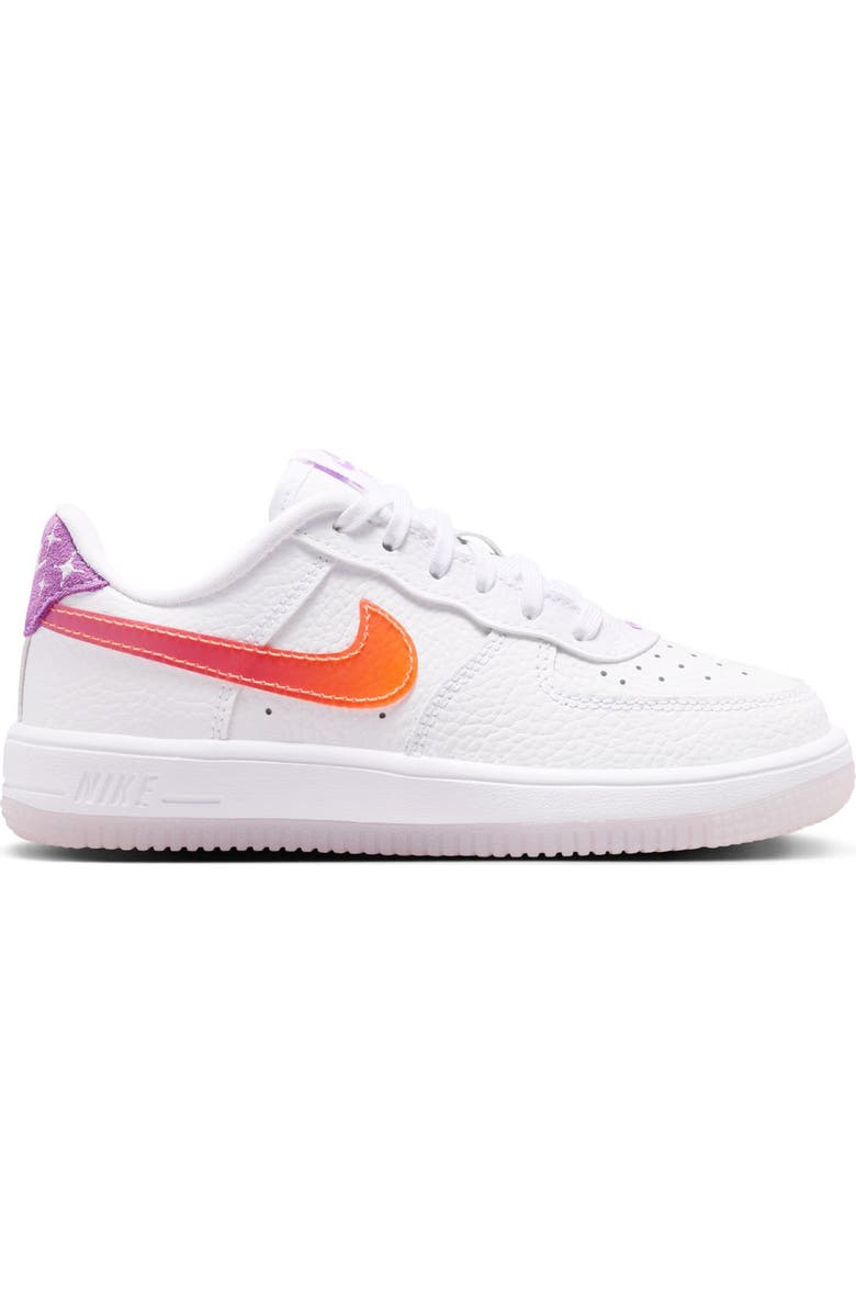 Nike Kids' Air Force 1 Sneaker, Alternate, color, White/ Bright Violet/ Orange