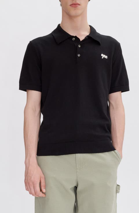 Tシャツ・カットソー A.P.C. Carter Logo Regular Fit Short Sleeve Polo Shirt Black A.P.C. Men's Carter Logo Polo in Black A.P.C.