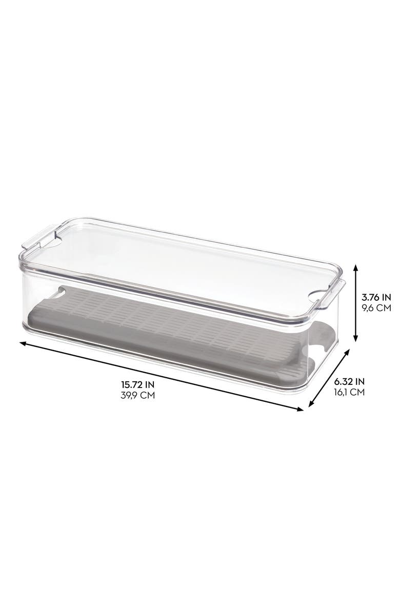 iDesign Set of 6 Fridge Produce Bins with Drainage Tray - Clear/Gray, Alternate, color, Clear