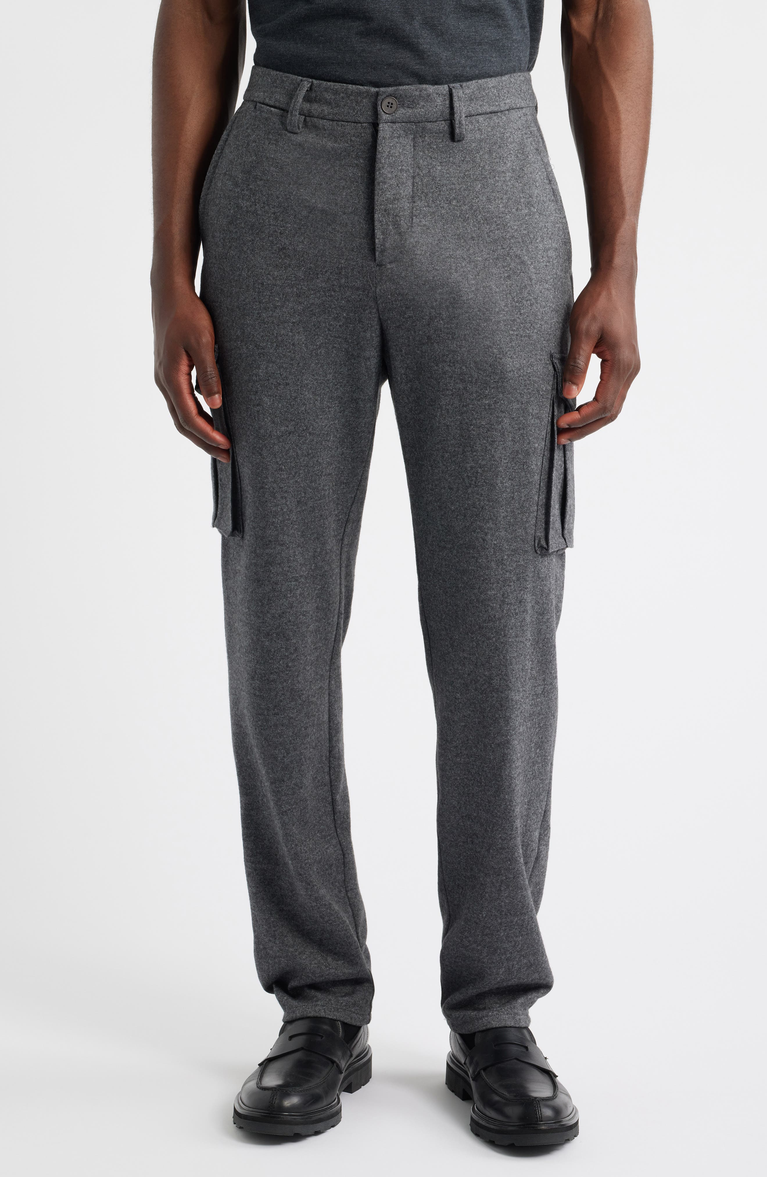 Brushed Knit Flat Front Cargo Pants - image 3