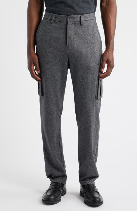 Brushed Knit Flat Front Cargo Pants