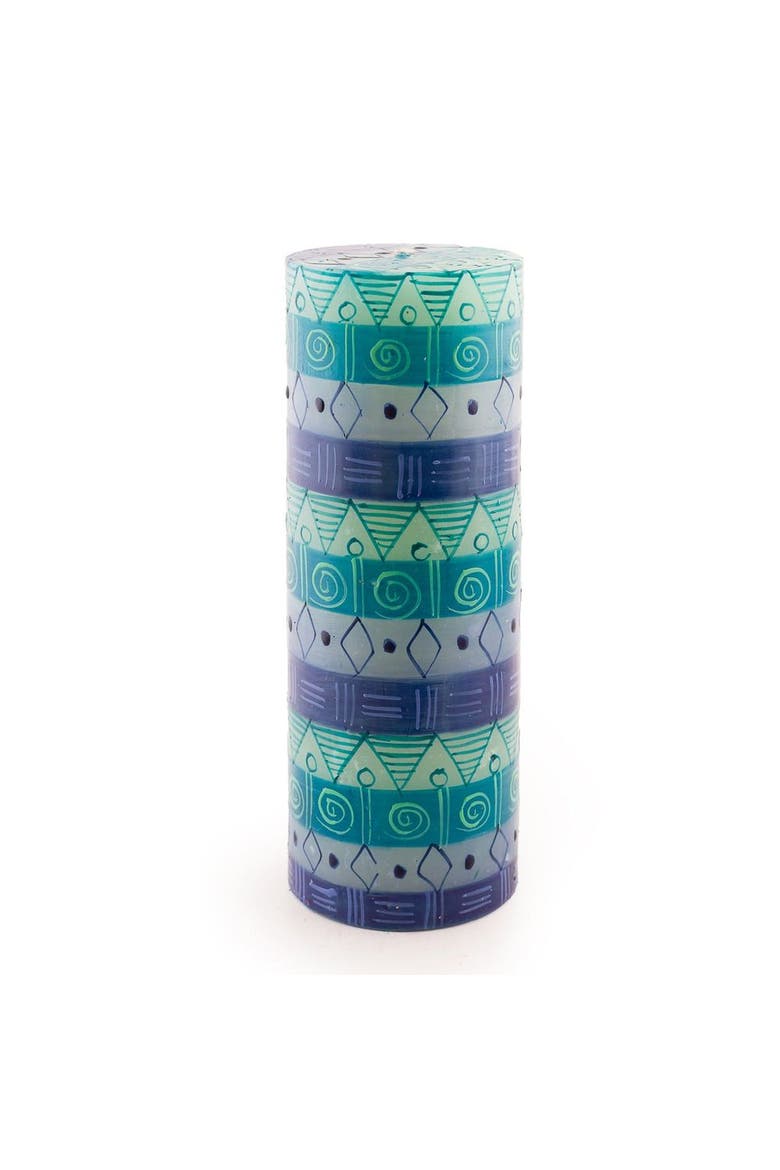 Blue & Green Painted Candles, Main, color, Blue - 3x8"