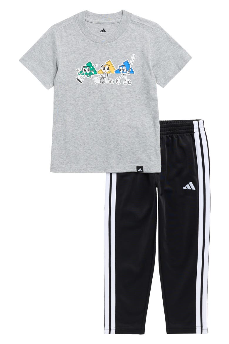 Kids' Graphic T-Shirt & Tricot Pants Set, Main, color, MEDIUM GREY HEATHER