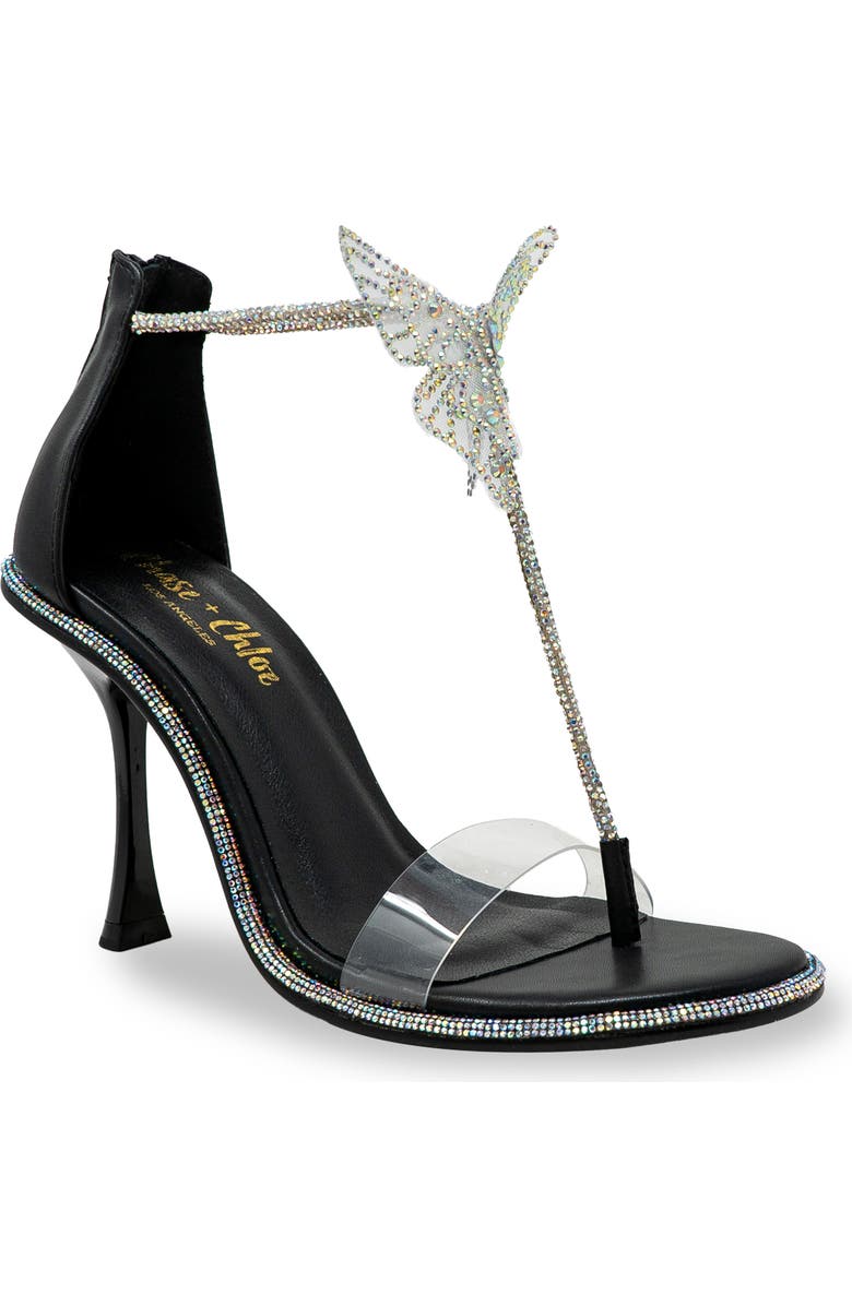 CHASE AND CHLOE Rhinestone Butterfly Sandal, Main, color,