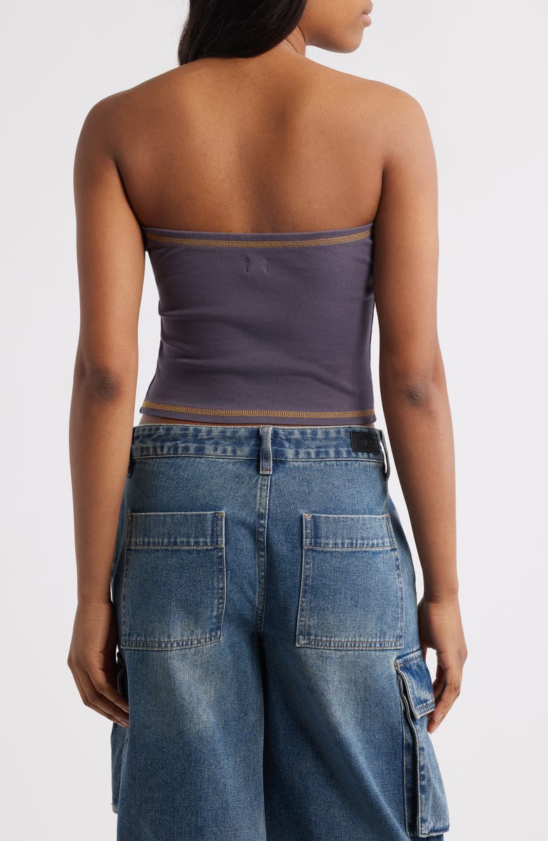 BDG Urban Outfitters Brasil Strapless Bandeau Crop Top, Alternate, color, Navy