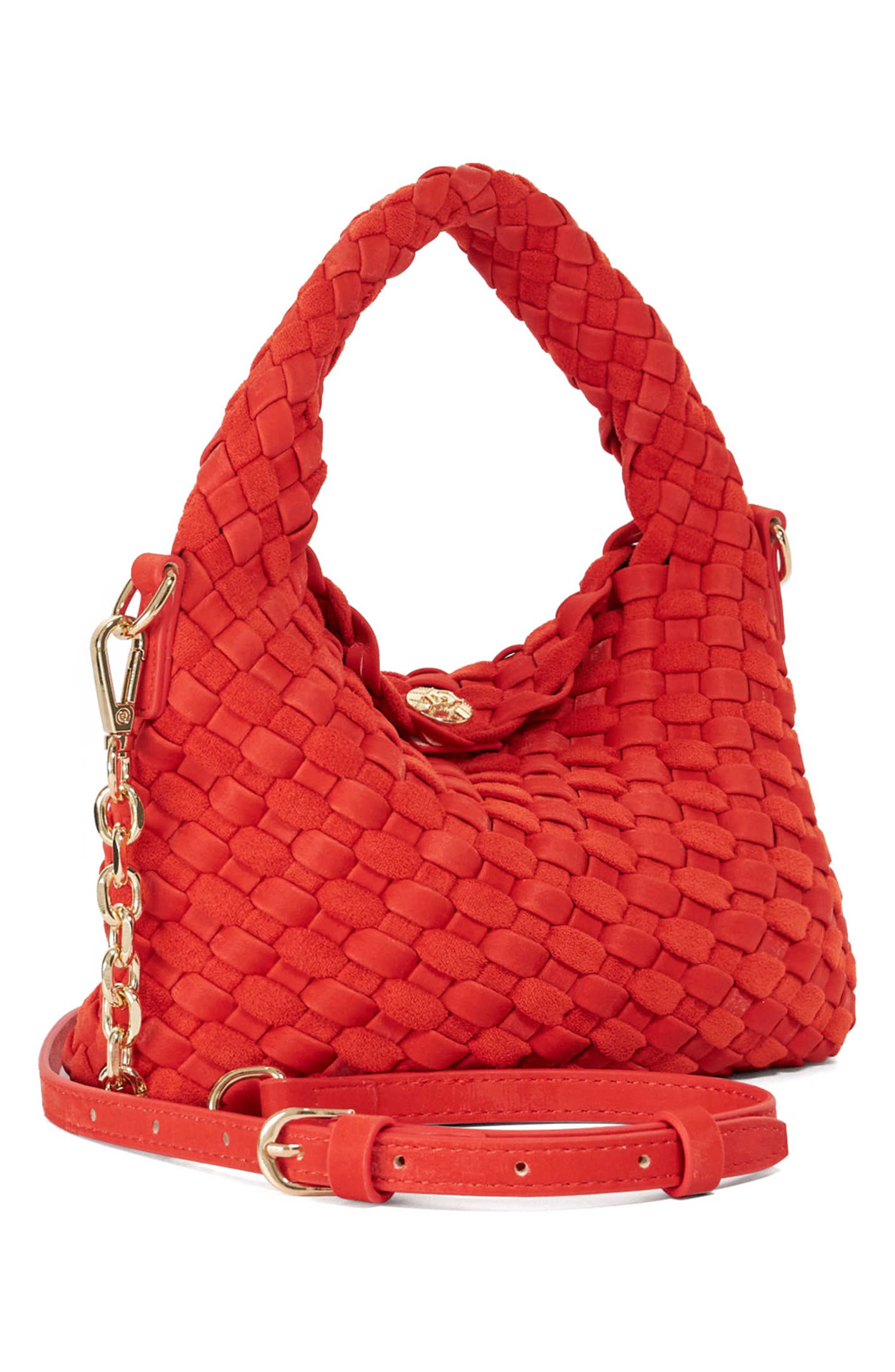 Dinkydeliberate Woven Top Handle Bag, Alternate, color, RED