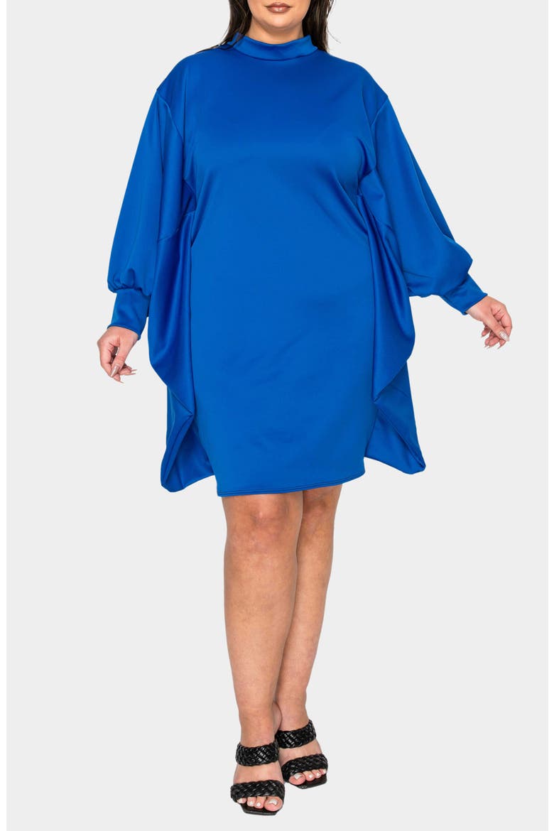 Alivera Cocoon Mock Neck Satin Minidress, Main, color, ROYAL