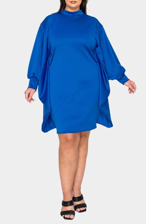 Alivera Cocoon Mock Neck Satin Minidress