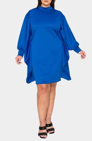 L I V D Alivera Cocoon Mock Neck Satin Minidress