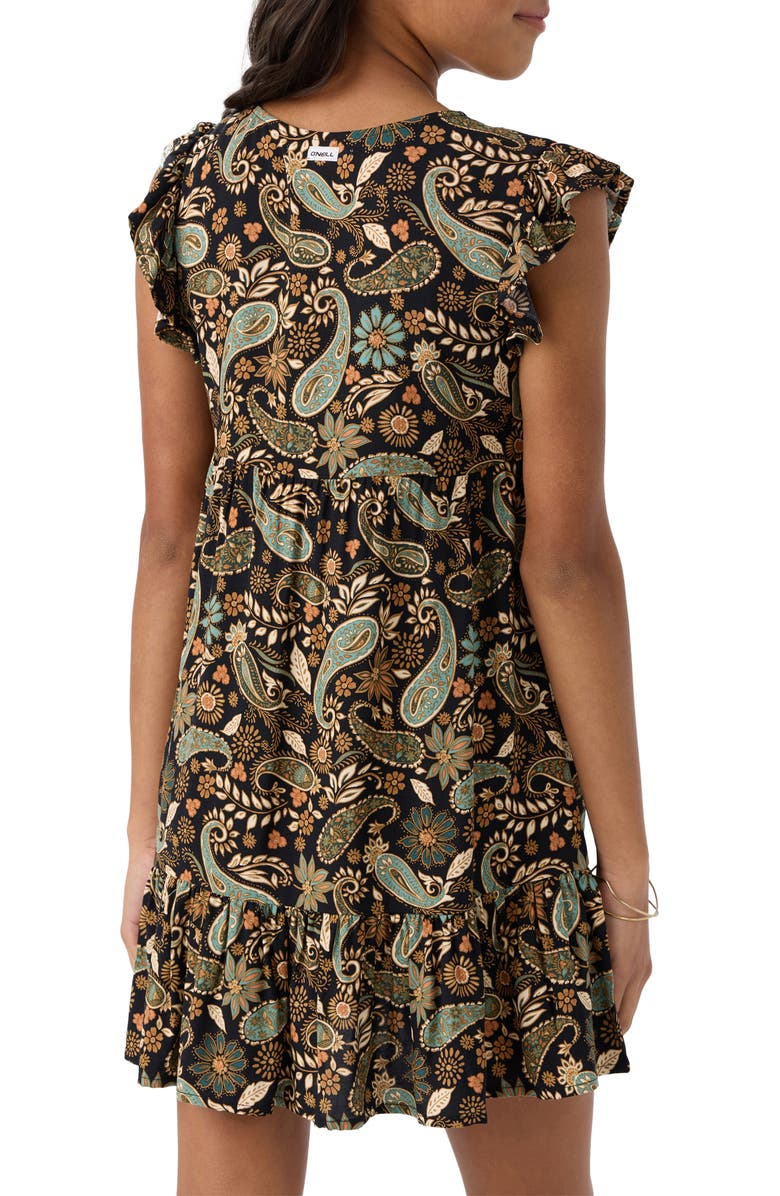 O'Neill Kids' Suzana Paisley Flutter Sleeve Dress, Alternate, color,