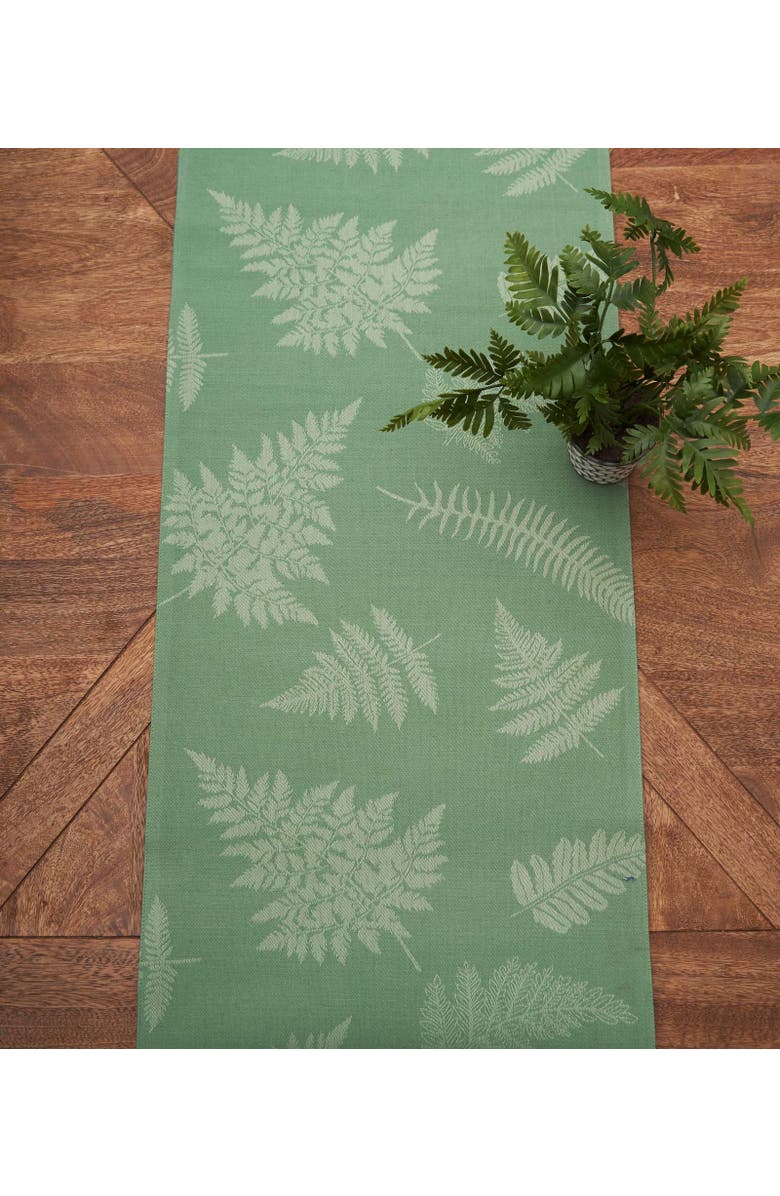 C&F Home Botanical Fern Jacquard 100% Cotton Handwoven Table Runner 14" x 72", Alternate, color, Green