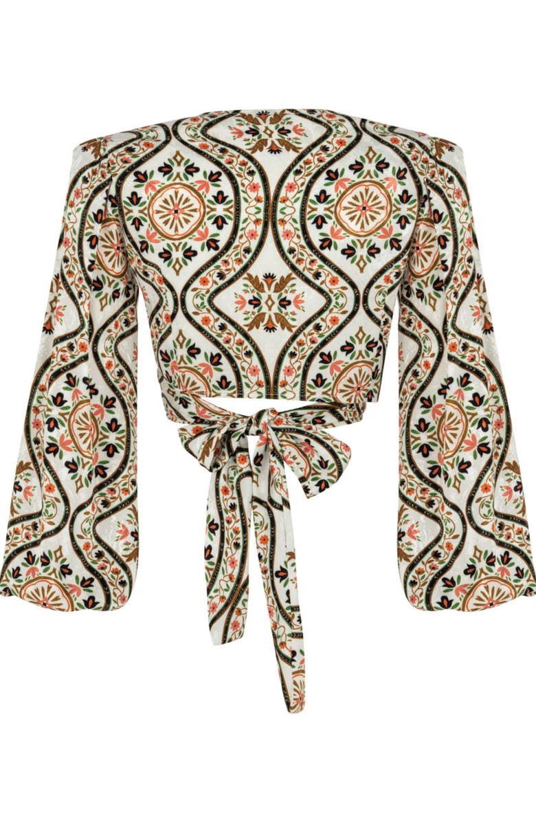 Nocturne Printed Double-Breasted Crop Top, Alternate, color, 