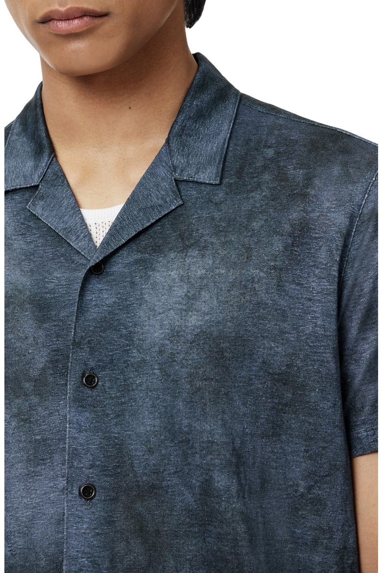 Agosta Burnout Effect Linen Camp Shirt, Alternate, color, STEEL BLUE