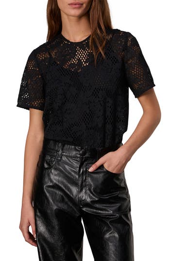 Rag & Bone Sammie Short-sleeve Lace Top In Black