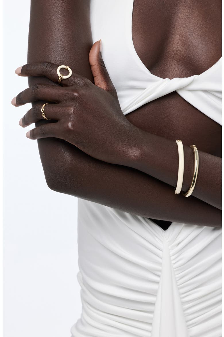 Brynley Enamel Bangle Bracelet, Alternate, color, GOLD / WHITE