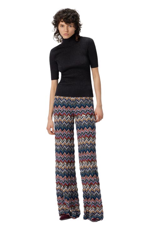 Mock Neck Sweater With Lamé Threads