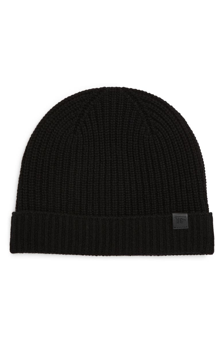 TOM FORD Cashmere Rib Beanie, Main, color, Lb999 Black