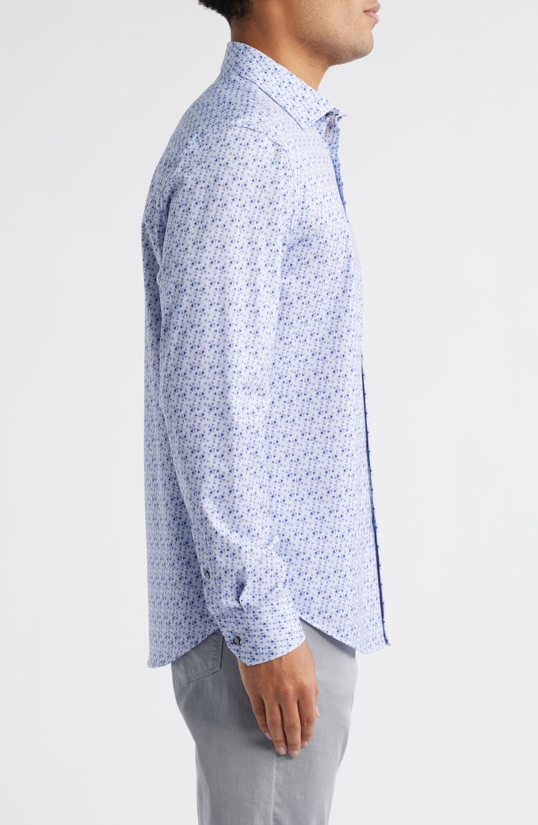 Bugatchi James OoohCotton<sup>®</sup> Geometric Print Button-Up Shirt, Alternate, color, Lilac