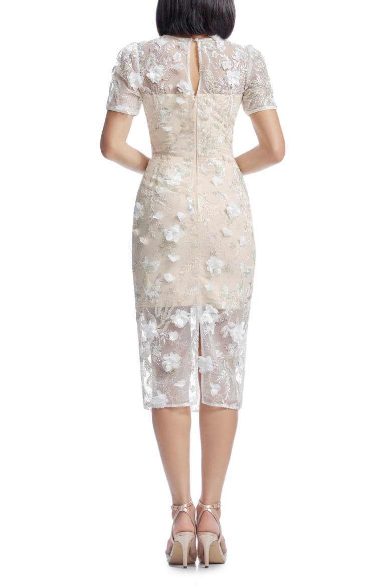 Lia Embellished Flower Appliqué Cocktail Sheath Dress, Alternate, color, OFF WHITE MULTI