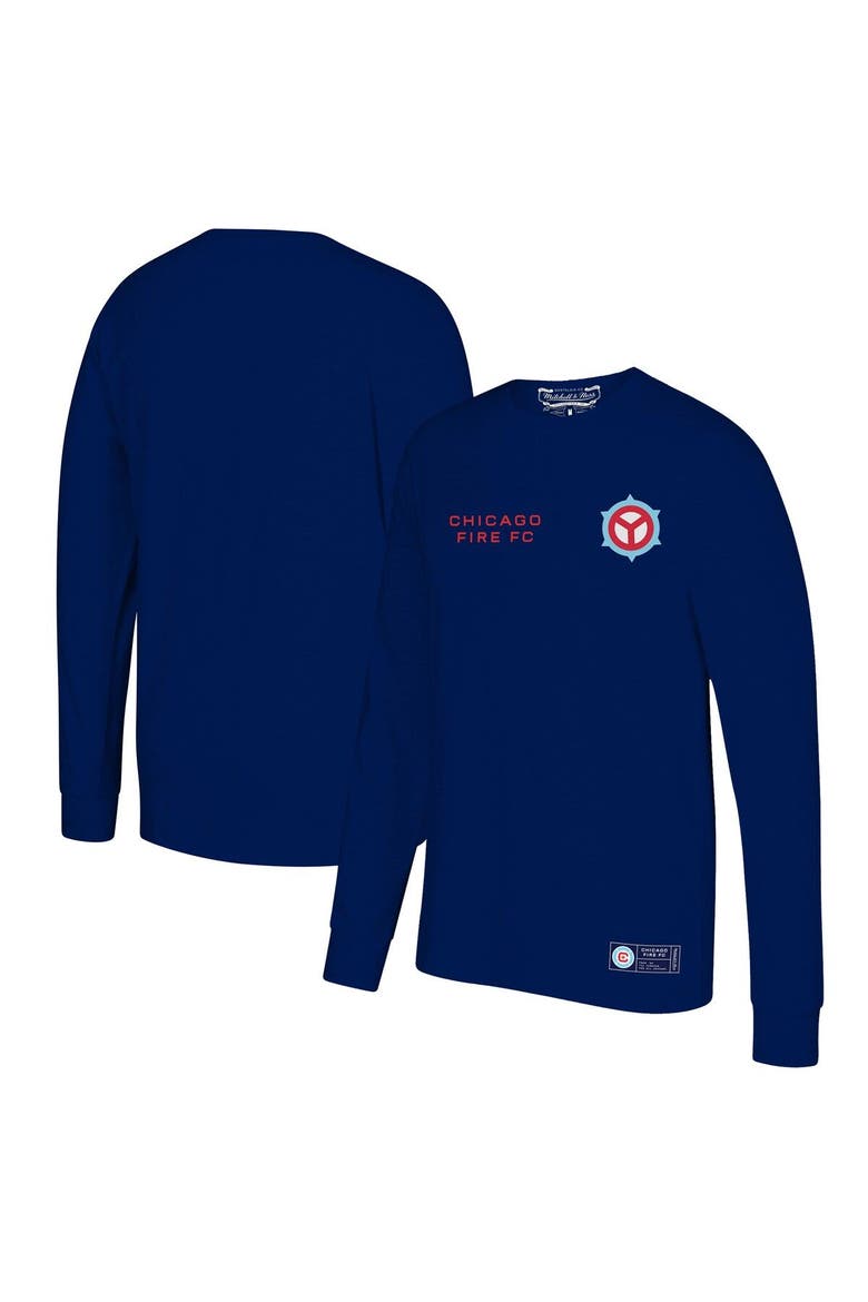 Men's Mitchell & Ness Navy Chicago Fire Secondary Logo Long Sleeve T-Shirt, Main, color, Navy