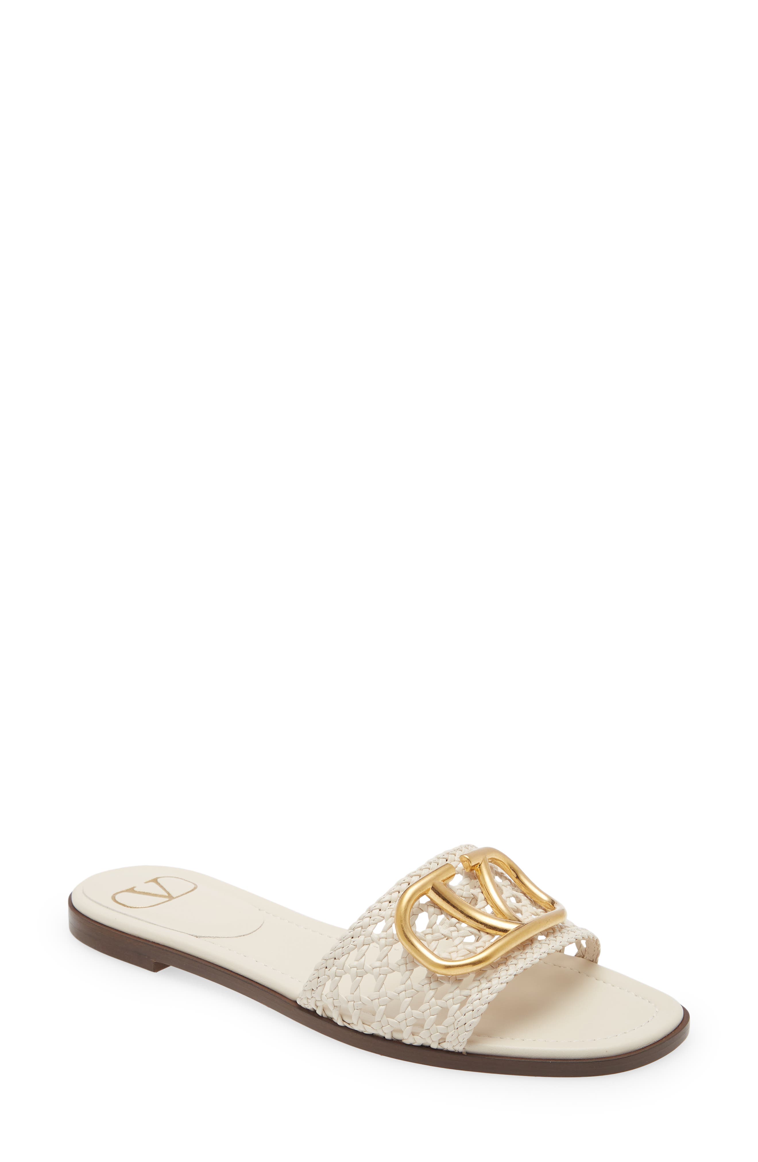Valentino Garavani CROCHET VLOGO SLIDE SANDAL, Main, color, 