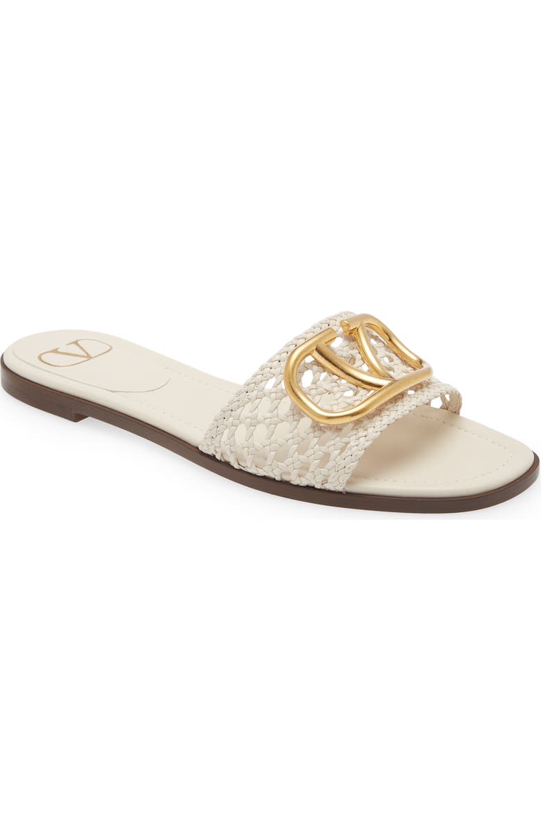 Valentino Garavani CROCHET VLOGO SLIDE SANDAL, Main, color,
