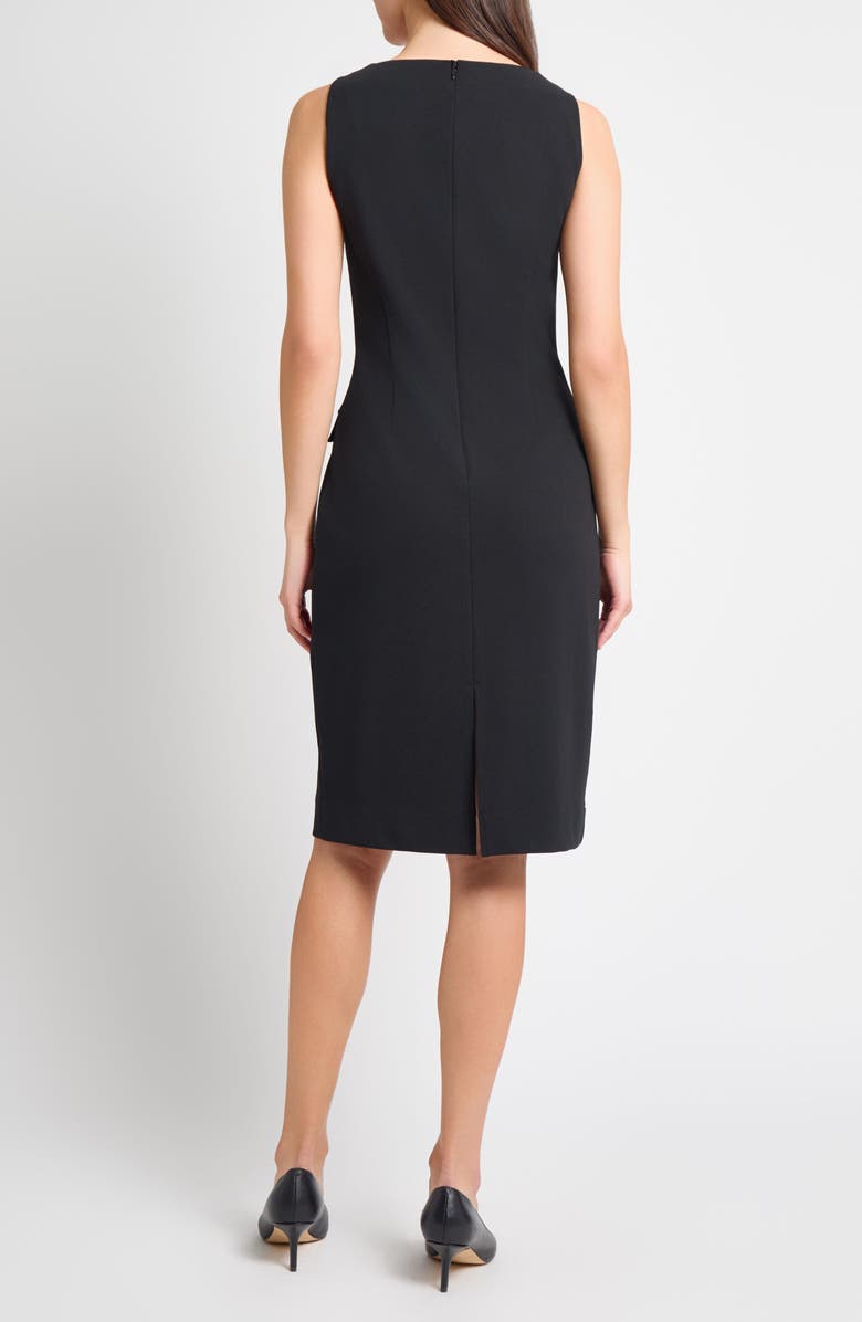 Ming Wang Deco Crepe Bateau Neck Sheath Dress, Alternate, color, Black