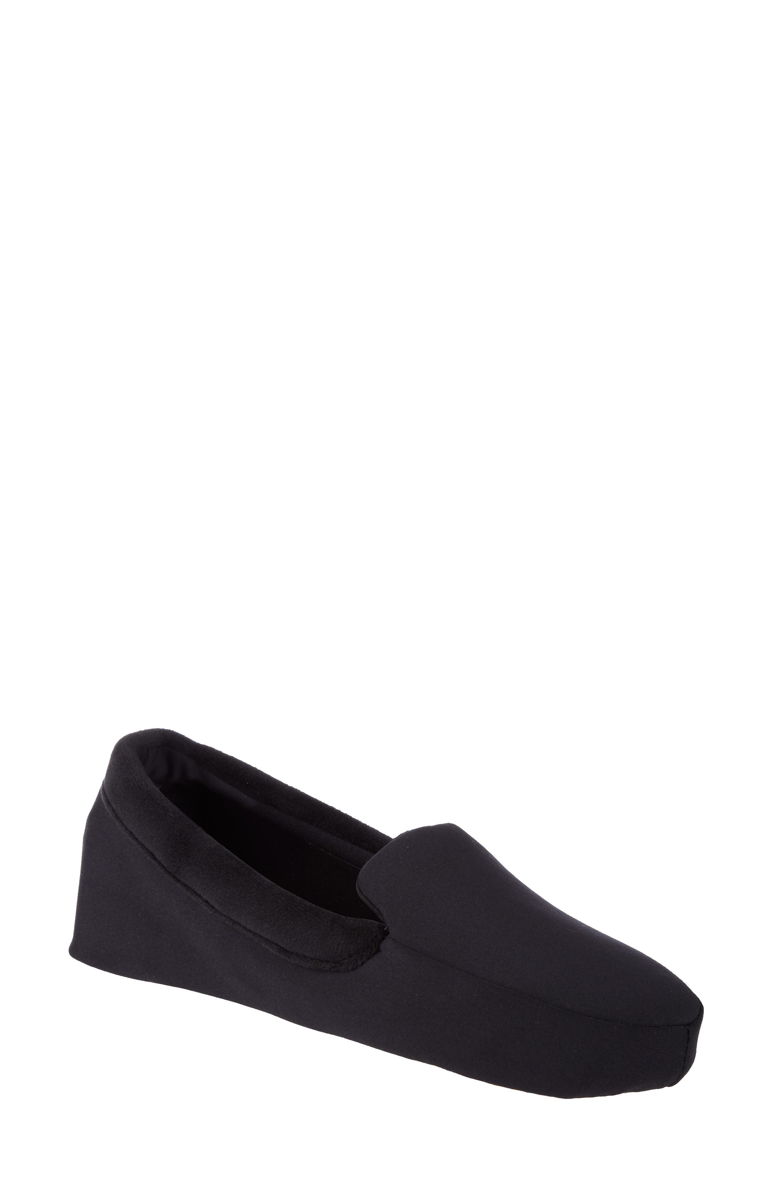 ISOTONER Ivy Velour Slipper, Main, color, Black