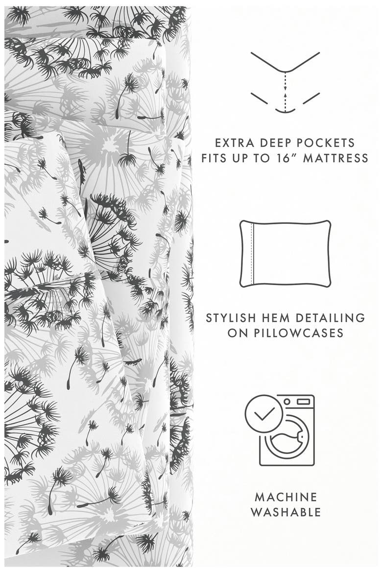 HOME SPUN Premium Ultra Soft Make a Wish Pattern 4-Piece Bed Sheet Set, Alternate, color, GRAY